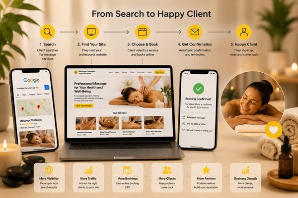 Massage therapist customer booking funnel